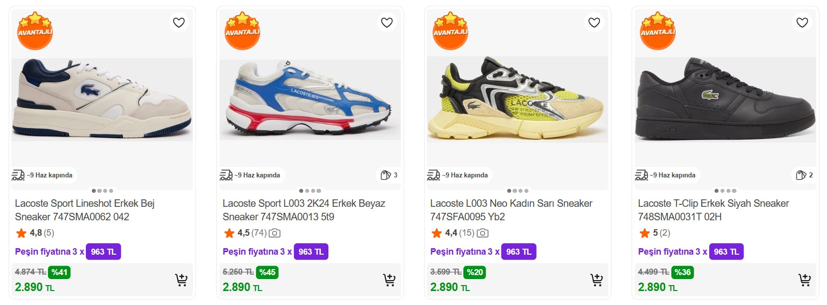 Lacoste Ayakkabılarda Tek Fiyat!