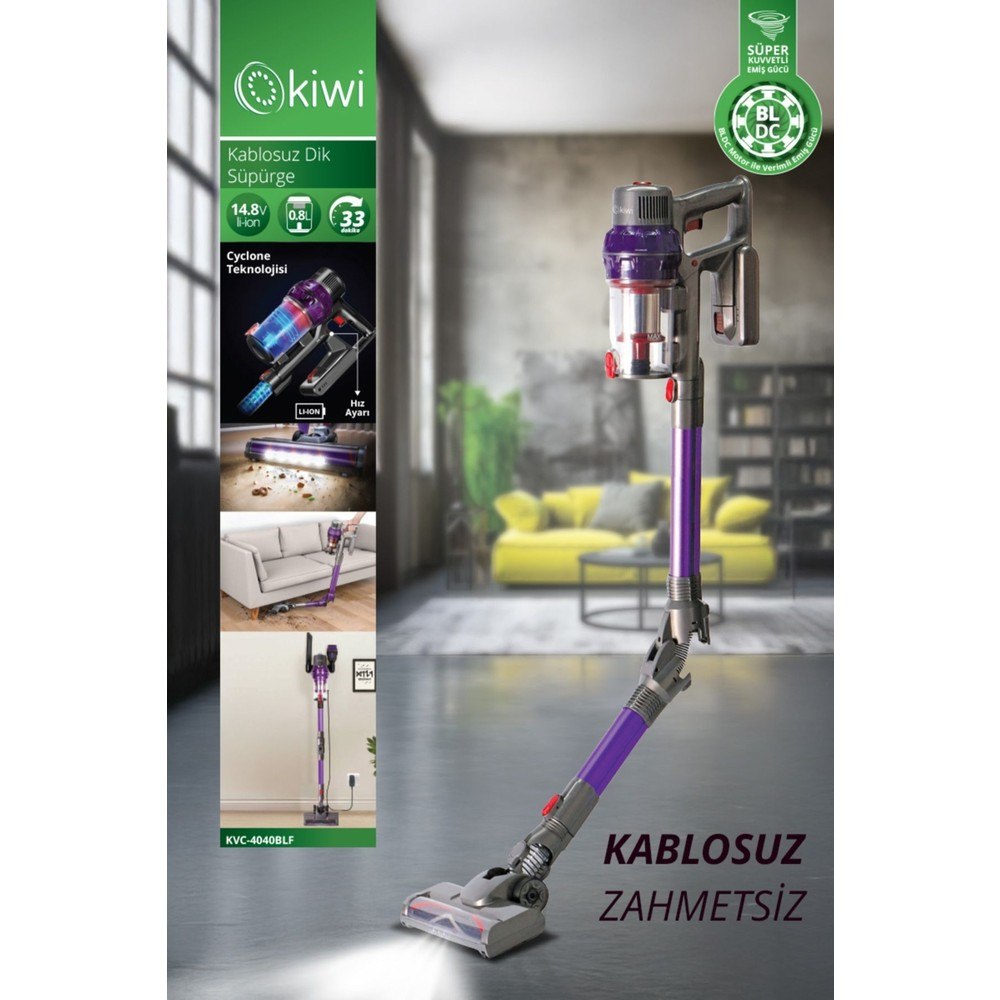 Kiwi KVC-4040BLF Katlanabilir Şarjlı Bldc Motor Dik Süpürge