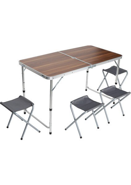 Uniqamp ® Quatro™ Çanta Tipi 4 Tabureli Katlanır Kamp Masa Seti
