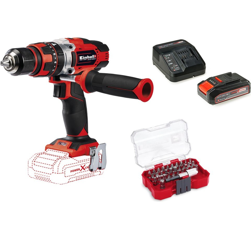Einhell TE-CD 18/48 Li-i, Akülü Darbeli Vidalama Seti ( 2,5 Ah Akü ve Şarj Cihazı , 32 Parça Uç Seti Dahildir)