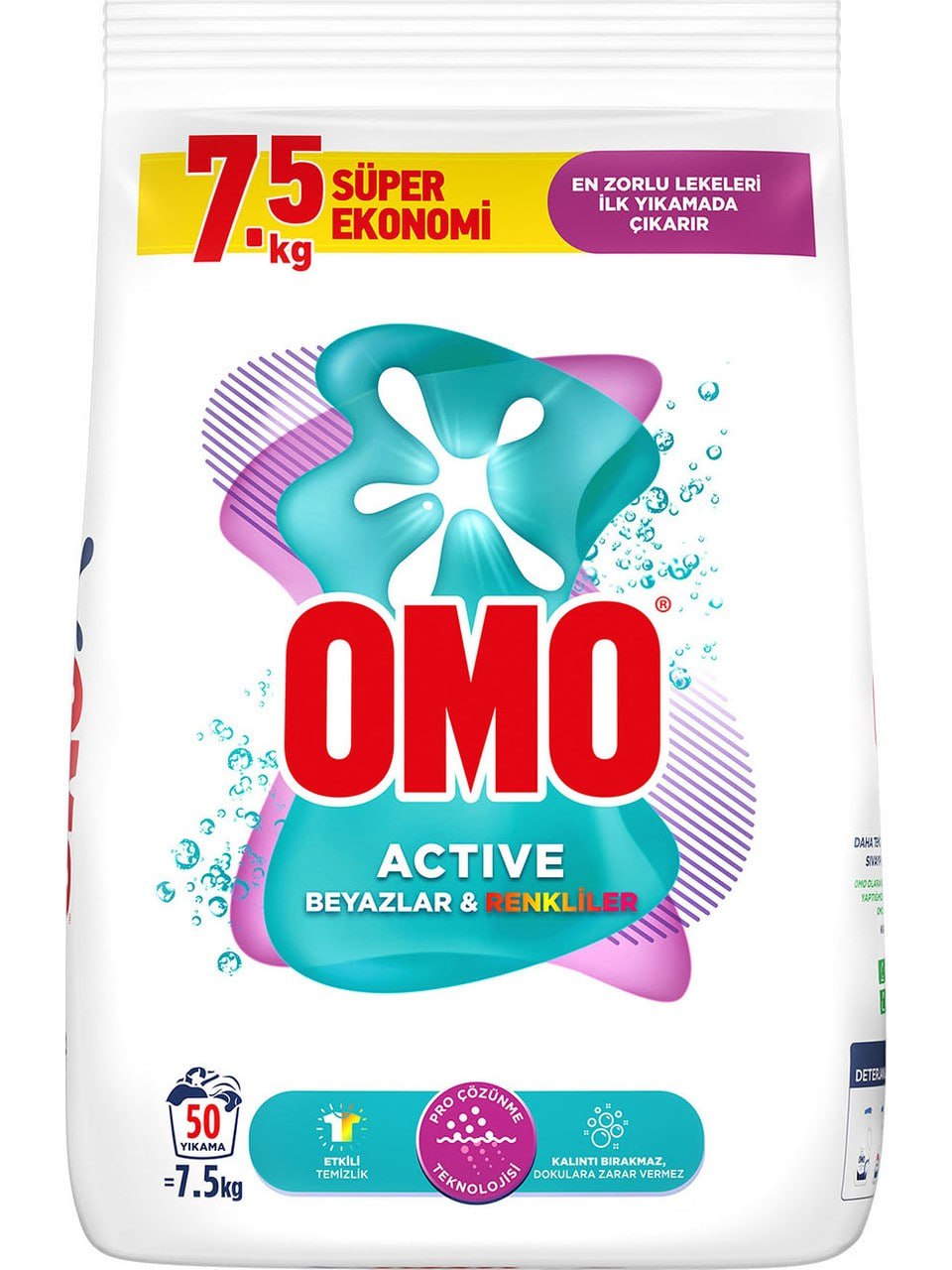 Omo Active Beyazlar & Renkliler Toz Deterjanı 7.5 KG