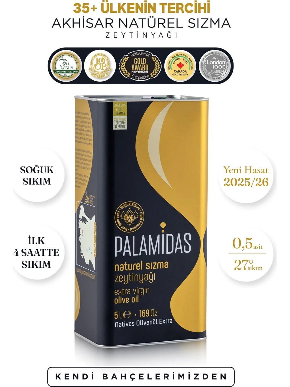 Palamidas Özel Harman Soğuk Sıkım Naturel Sızma Zeytinyağı 5 Lt - 2025/2026 Yeni Hasat - 1.676 TL | Hepsiburada Fırsat