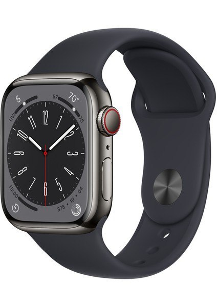 Apple Watch Series 8 Gps + Cellular 41MM Graphite Stainless Steel Case With Midnight Sport Band - Regular - MNJJ3TU/A