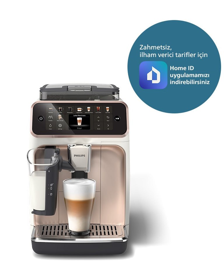 Philips 5500 Serisi LatteGo Tam Otomatik Espresso Makinesi 20 Sıcak ve Soğuk İçecek, Renkli Dokunmatik Ekran, EP5543/80
