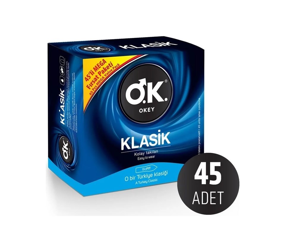 Klasik 45'li Vanilya Aromalı Prezervatif Avantaj Paketi Geniş Baş Kısmı ile